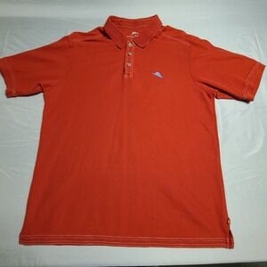 Tommy Bahama Polo Mens Large Red Embroidered Logo Golf  Pima Cotton